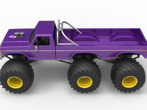 Monster Truck 6x6 concept Version 2 Scale 1 to 25 3D Baskı Modeli