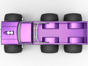 Monster Truck 6x6 concept Version 2 Scale 1 to 25 3D Baskı Modeli
