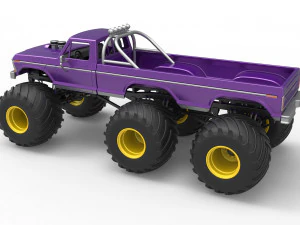 Monster Truck 6x6 concept Version 2 Scale 1 to 25 3D Print Model