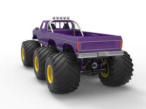 Monster Truck 6x6 concept Version 2 Scale 1 to 25 3D Baskı Modeli