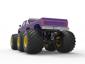 Monster Truck 6x6 concept Version 2 Scale 1 to 25 3D Baskı Modeli