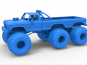 Monster Truck 6x6 concept Version 2 Scale 1 to 25 3D Baskı Modeli
