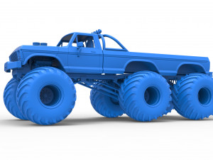 Monster Truck 6x6 concept Version 2 Scale 1 to 25 3D Baskı Modeli
