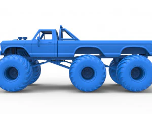 Monster Truck 6x6 concept Version 2 Scale 1 to 25 3D Print Model