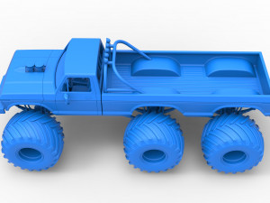 Monster Truck 6x6 concept Version 2 Scale 1 to 25 3D Baskı Modeli