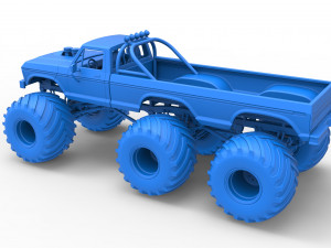 Monster Truck 6x6 concept Version 2 Scale 1 to 25 3D Baskı Modeli