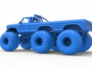 Monster Truck 6x6 concept Version 2 Scale 1 to 25 3D Baskı Modeli