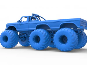 Monster Truck 6x6 concept Version 2 Scale 1 to 25 3D Print Model