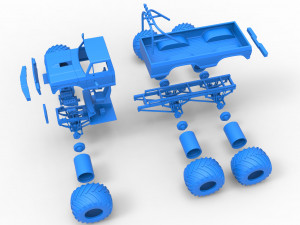 Monster Truck 6x6 concept Version 2 Scale 1 to 25 3D Baskı Modeli