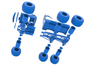 Monster Truck 6x6 concept Version 2 Scale 1 to 25 3D Baskı Modeli