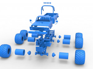 Monster Truck 6x6 concept Version 2 Scale 1 to 25 3D Baskı Modeli