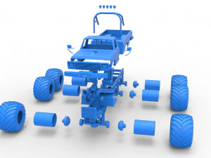 Monster Truck 6x6 concept Version 2 Scale 1 to 25 3D Print Model