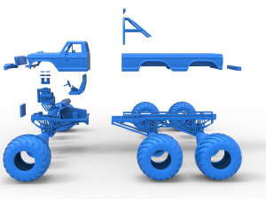 Monster Truck 6x6 concept Version 2 Scale 1 to 25 3D Baskı Modeli