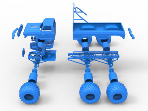 Monster Truck 6x6 concept Version 2 Scale 1 to 25 3D Baskı Modeli
