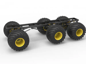Podwozie Monster Trucka 6x6 w wersji 2. Skala od 1 do 25 Model do druku 3D