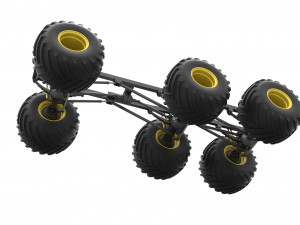 Chassis of 6x6 Monster Truck Version 2 Scale 1 to 25 3D 프린트 모델