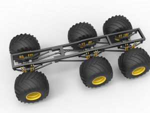 Chassis of 6x6 Monster Truck Version 2 Scale 1 to 25 3D 프린트 모델