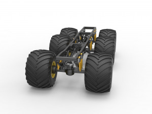 Chassis of 6x6 Monster Truck Version 2 Scale 1 to 25 3D 프린트 모델