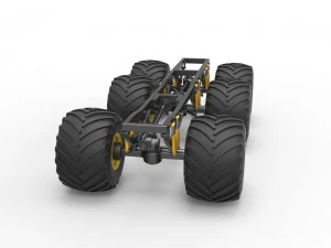 Chassis of 6x6 Monster Truck Version 2 Scale 1 to 25 3D Print Model