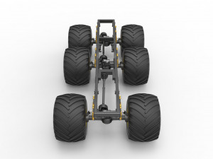 Chassis of 6x6 Monster Truck Version 2 Scale 1 to 25 3D 프린트 모델