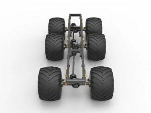 Chassis of 6x6 Monster Truck Version 2 Scale 1 to 25 3D Print Model