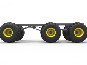 Chassis of 6x6 Monster Truck Version 2 Scale 1 to 25 3D Print Model