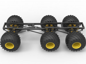 Chassis of 6x6 Monster Truck Version 2 Scale 1 to 25 3D 프린트 모델