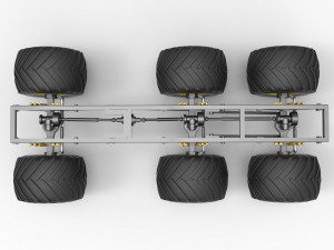 Chassis of 6x6 Monster Truck Version 2 Scale 1 to 25 3D 프린트 모델