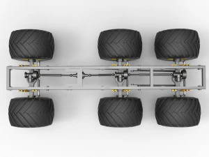 Chassis of 6x6 Monster Truck Version 2 Scale 1 to 25 3D Print Model