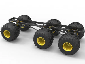 Chassis of 6x6 Monster Truck Version 2 Scale 1 to 25 3D Print Model