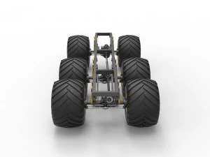Chassis of 6x6 Monster Truck Version 2 Scale 1 to 25 3D Print Model