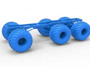 Chassis of 6x6 Monster Truck Version 2 Scale 1 to 25 3D 프린트 모델