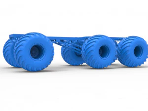Chassis of 6x6 Monster Truck Version 2 Scale 1 to 25 3D Print Model