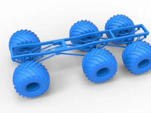 Chassis of 6x6 Monster Truck Version 2 Scale 1 to 25 3D Print Model