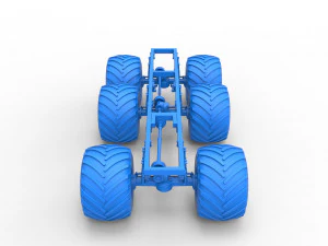 Chassis of 6x6 Monster Truck Version 2 Scale 1 to 25 3D Print Model