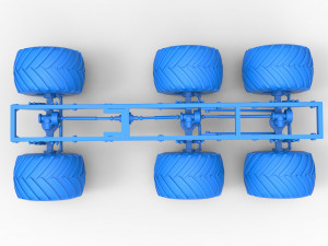 Chassis of 6x6 Monster Truck Version 2 Scale 1 to 25 3D 프린트 모델