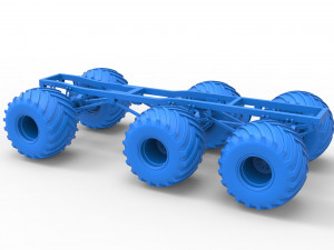 Chassis of 6x6 Monster Truck Version 2 Scale 1 to 25 3D 프린트 모델