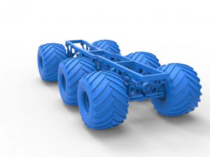 Chassis of 6x6 Monster Truck Version 2 Scale 1 to 25 3D Print Model
