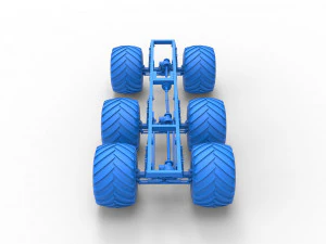 Chassis of 6x6 Monster Truck Version 2 Scale 1 to 25 3D Print Model