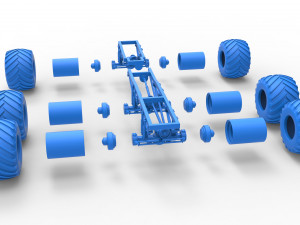 Chassis of 6x6 Monster Truck Version 2 Scale 1 to 25 3D 프린트 모델