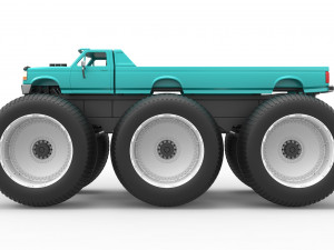 Monster Truck 6x6 concept Version 3 Scale 1 to 25 Model Cetak 3D