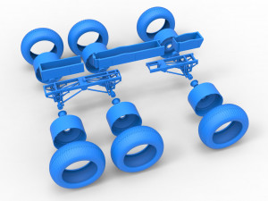 Chassis of 6x6 Monster Truck Version 3 Scale 1 to 25 Modello di stampa 3D
