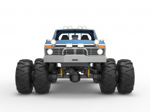 Vintage Monster Truck with double wheels Scale 1 to 25 Modèles 3D en vedette