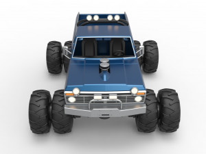 Vintage Monster Truck with double wheels Scale 1 to 25 Modèles 3D en vedette