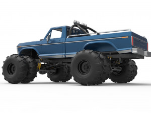 Vintage Monster Truck with double wheels Scale 1 to 25 Modèles 3D en vedette
