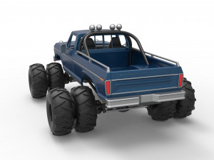Vintage Monster Truck with double wheels Scale 1 to 25 Modèles 3D en vedette
