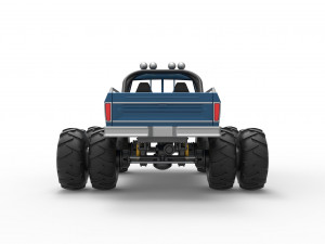 Vintage Monster Truck with double wheels Scale 1 to 25 Modèles 3D en vedette