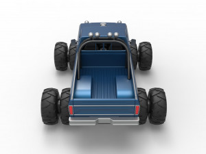 Vintage Monster Truck with double wheels Scale 1 to 25 Modèles 3D en vedette