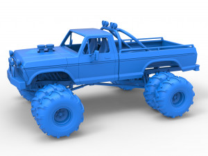 Vintage Monster Truck with double wheels Scale 1 to 25 Modèles 3D en vedette