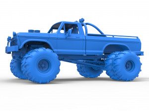 Vintage Monster Truck with double wheels Scale 1 to 25 Modèles 3D en vedette